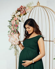 Load image into Gallery viewer, G1019, Bottle Green One Shoulder Maternity Shoot Gown, Size (ALL)pp