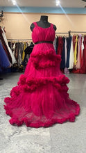 Load image into Gallery viewer, G648 (3), Dark Magenta Puffy Pre Wedding Shoot Trail Gown Size(All)
