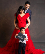 Load image into Gallery viewer, G655, Red Ruffled Maternity Shoot Trail Gown, (All Sizes)