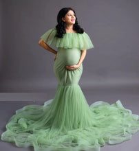 Load image into Gallery viewer, G608, Lime Green Ruffled Maternity Shoot Gown, Size (All Sizes)pp