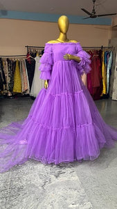 G2018, Royal Purple Frilled Long Trail Gown (All Sizes)pp