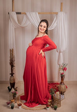 Load image into Gallery viewer, G443, Red Trail Lycra Maternity Body Fit Gown, Size (All)