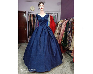 G238, Luxury Navy Blue Sequences Princess Big Ball Gown, Size (XS-30 to L-38)