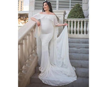 Load image into Gallery viewer, W546,(4) White Maternity Shoot Baby Shower Trail Gown, Size(All)