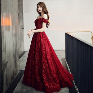 Red long gown store dress