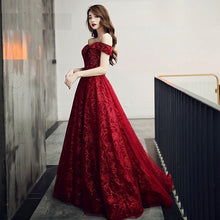 Load image into Gallery viewer, G336, Burgundy Evening Dress Elegant Shining Long Formal Gown, Size (XS-30 to L-38)