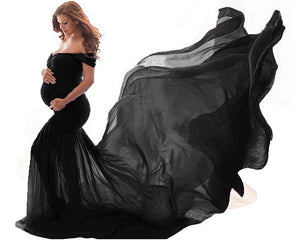 G220 (2), Black Maternity Shoot Trail Baby Shower Gown, Size(All)
