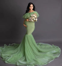 Load image into Gallery viewer, G608, Lime Green Ruffled Maternity Shoot Gown, Size (All Sizes)