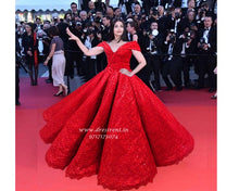 Load image into Gallery viewer, G121,  Luxury Red Carpet Red Off Shoulder Big Ball gown, Size (XS-30 to XL-40)pp