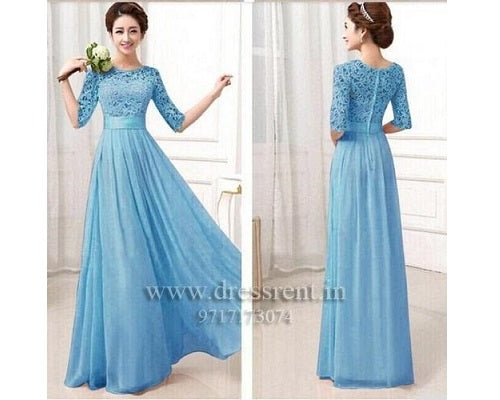 Light Blue Embroidered Party Wear Gown  Latest Kurti Designs