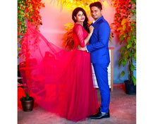 Load image into Gallery viewer, G183,(5) Wine Lace Half Sleeves Prewedding Shoot Infinity Long Trail Gown, Size (XS-30 to XL-40)