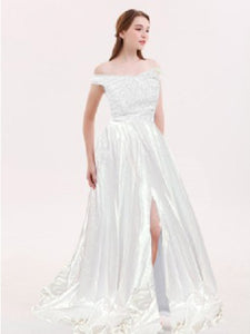 G731, White Slit Cut Evening Gown, (All Sizes)pp