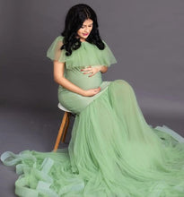 Load image into Gallery viewer, G608, Lime Green Ruffled Maternity Shoot Gown, Size (All Sizes)pp