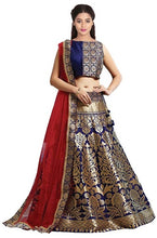 Load image into Gallery viewer, L17, Brocade Navy Blue Lehenga, Size (XS-30 toXL-40)