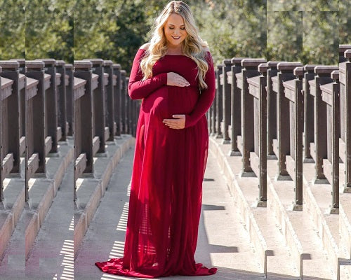 G191, Wine Off Shoulder Full Sleeves Gown Size(All)