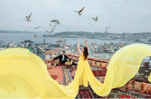 Load image into Gallery viewer, G888 (3) Yellow Twin Trail prewedding Shoot Long Trail Gown, (All)