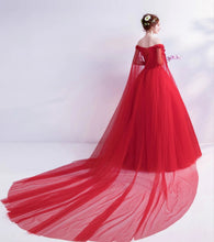 Load image into Gallery viewer, G126 (2), Red Off Shoulder Veil Trail Gown, (All)