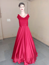 Load image into Gallery viewer, G350 (2), Wine satin Pre Wedding Shoot Gown,  Size(All)