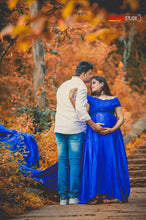 Load image into Gallery viewer, G400, Royal Blue Long Satin Trail Prewedding Shoot Gown, Size(All)pp