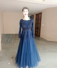 Load image into Gallery viewer, G225, Navy Blue Full Sleeves Gown, Size (XS-30 to L-38)