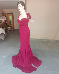 G247 (2), Red Wine Maternity Shoot Baby Shower Trail  Lycra Fit Gown, Size (All)