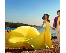 Load image into Gallery viewer, G178 (2), Yellow Prewedding Shoot Infinity Long Trail Gown Size (All)