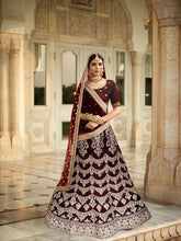 Load image into Gallery viewer, L13, Sabhyasachi Style Maroon Golden Lehenga, Size (XS-30 to XL-40)