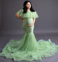 Load image into Gallery viewer, G608, Lime Green Ruffled Maternity Shoot Gown, Size (All Sizes)