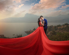 Load image into Gallery viewer, G186, Red Prewedding Shoot Infinity Long Trail Gown Size ( XS-30 To L 38 )