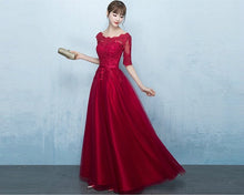 Load image into Gallery viewer, G183,(5) Wine lace Half Sleeves Gown, Size (XS-30 to XL-40)